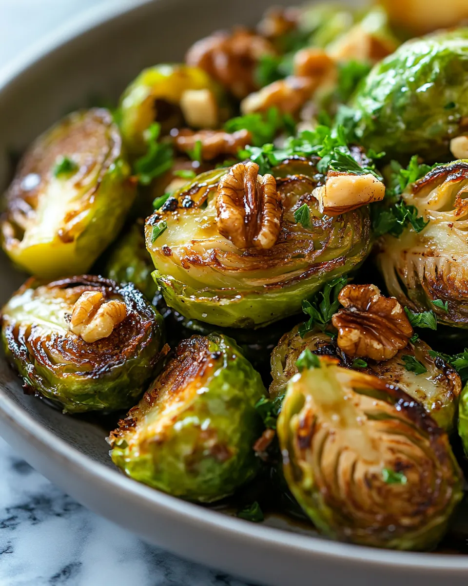 Balsamic Roasted Brussels Sprouts with Walnuts Recipe