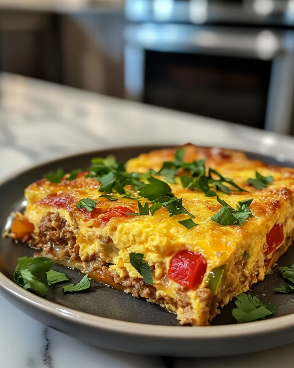 Simple & Irresistible Turkey, Pepper & Onion Egg Bake