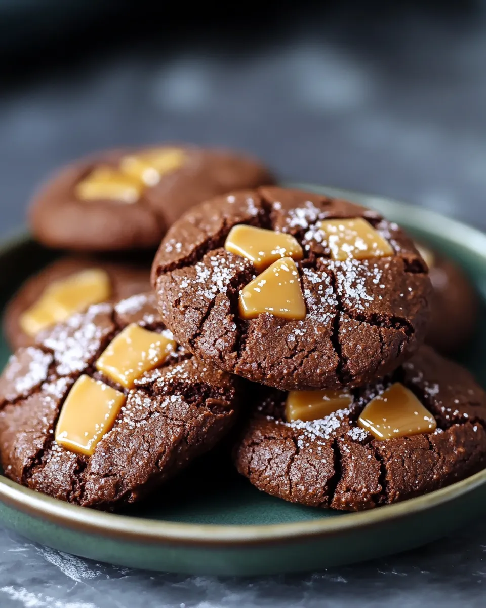 Irresistible Chocolate Crinkle Cookies with Salted Caramel Chips