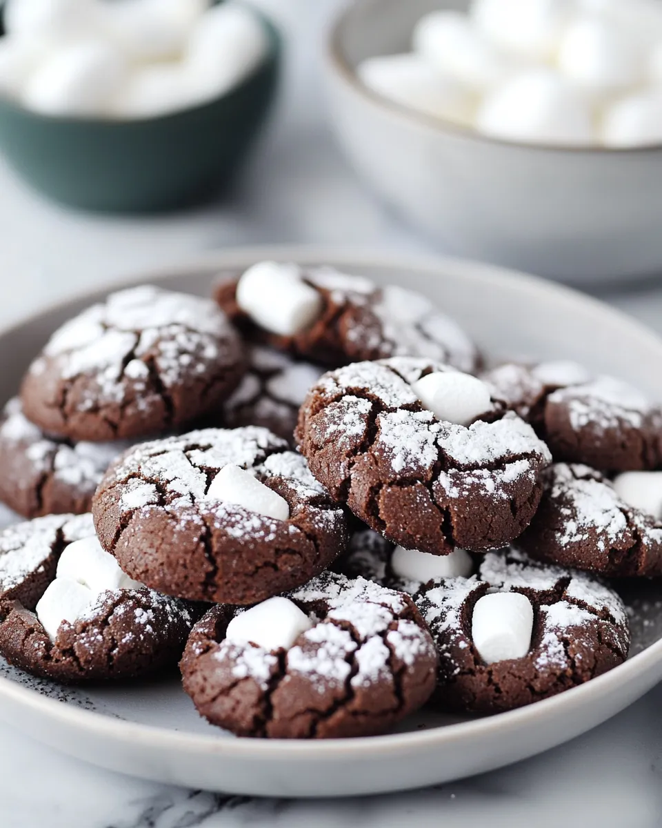 Soft & Chewy Chocolate Crinkle Cookies with Marshmallow Filling