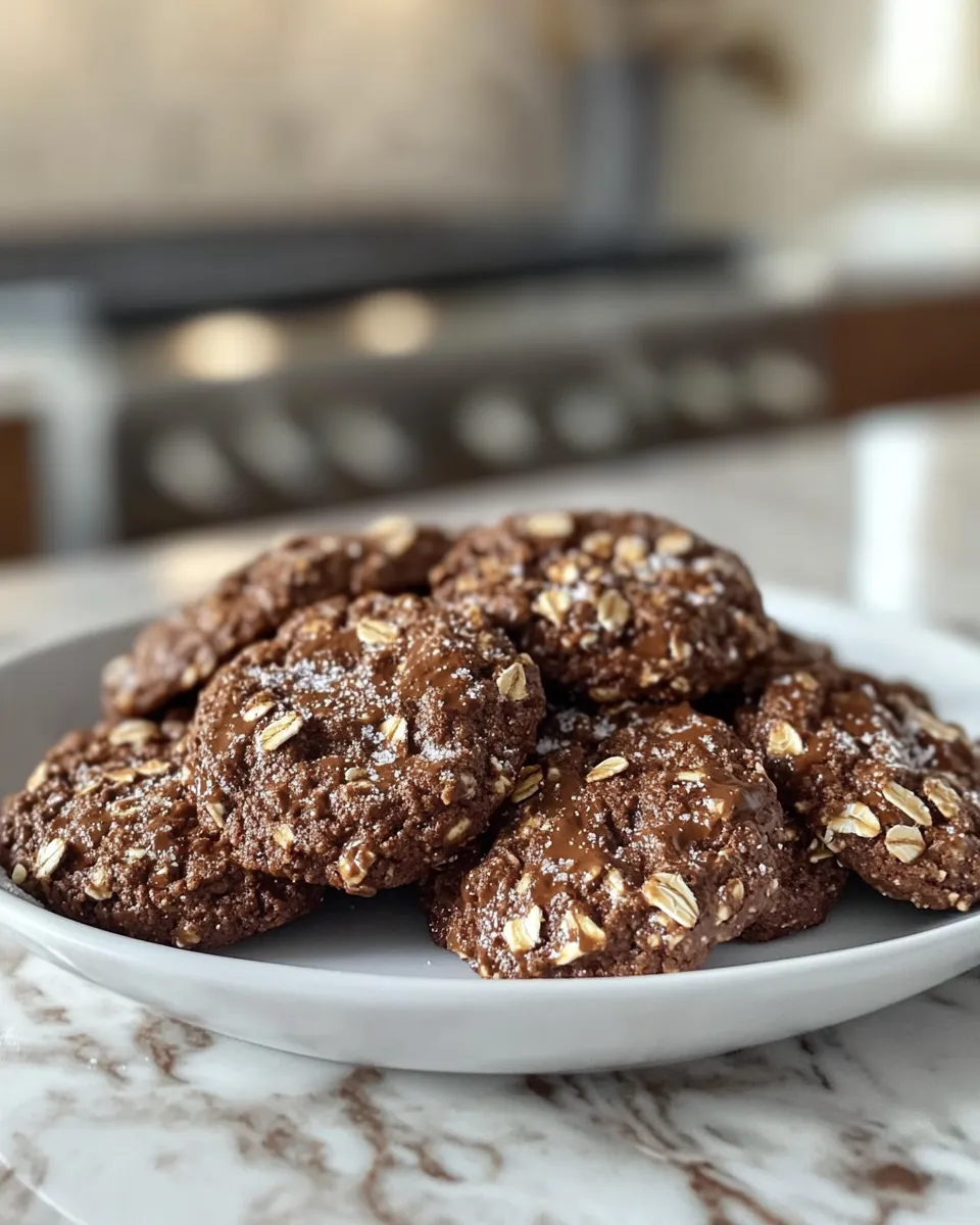 Soft & Chewy Chocolate Crinkle Cookies with Oatmeal Crunch