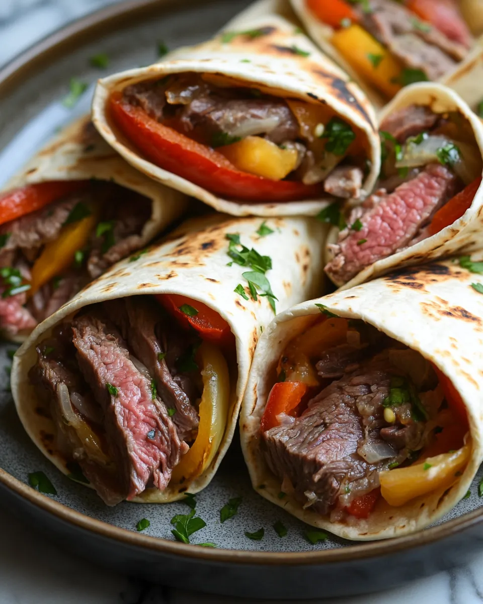 Juicy & Savory Prime Rib & Roasted Pepper Wraps