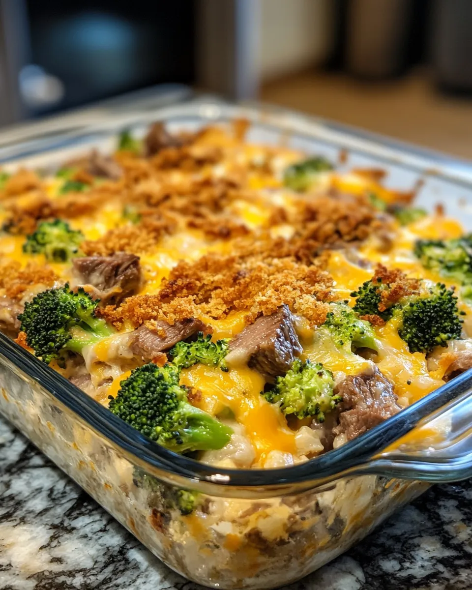 Simple & Flavorful Prime Rib & Broccoli Cheese Casserole