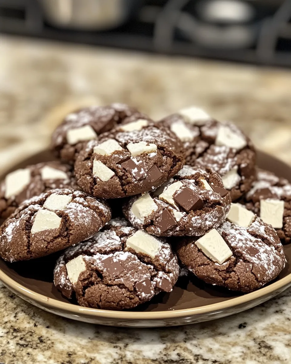 The Best Chocolate Crinkle Cookies with Mint Chocolate Chunks Ever