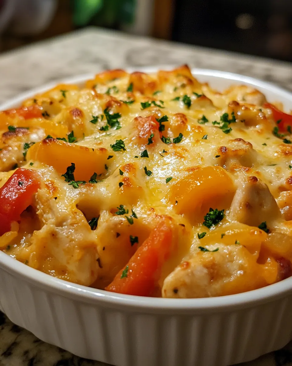 Easy & Delicious Chicken, Bell Pepper & Mozzarella Casserole