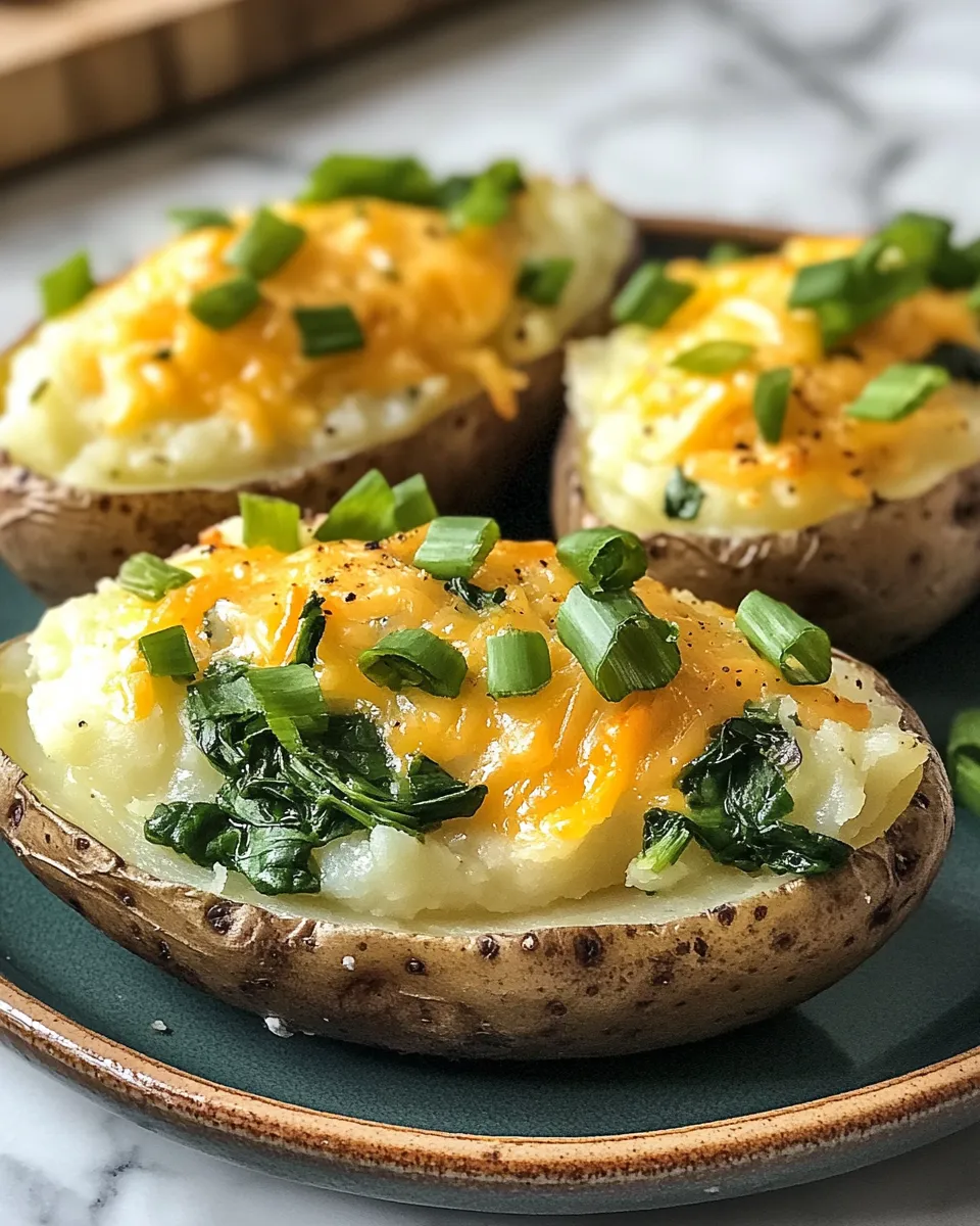 Hearty Twice-Baked Potato with Cheddar Spinach Clouds for Family Meals