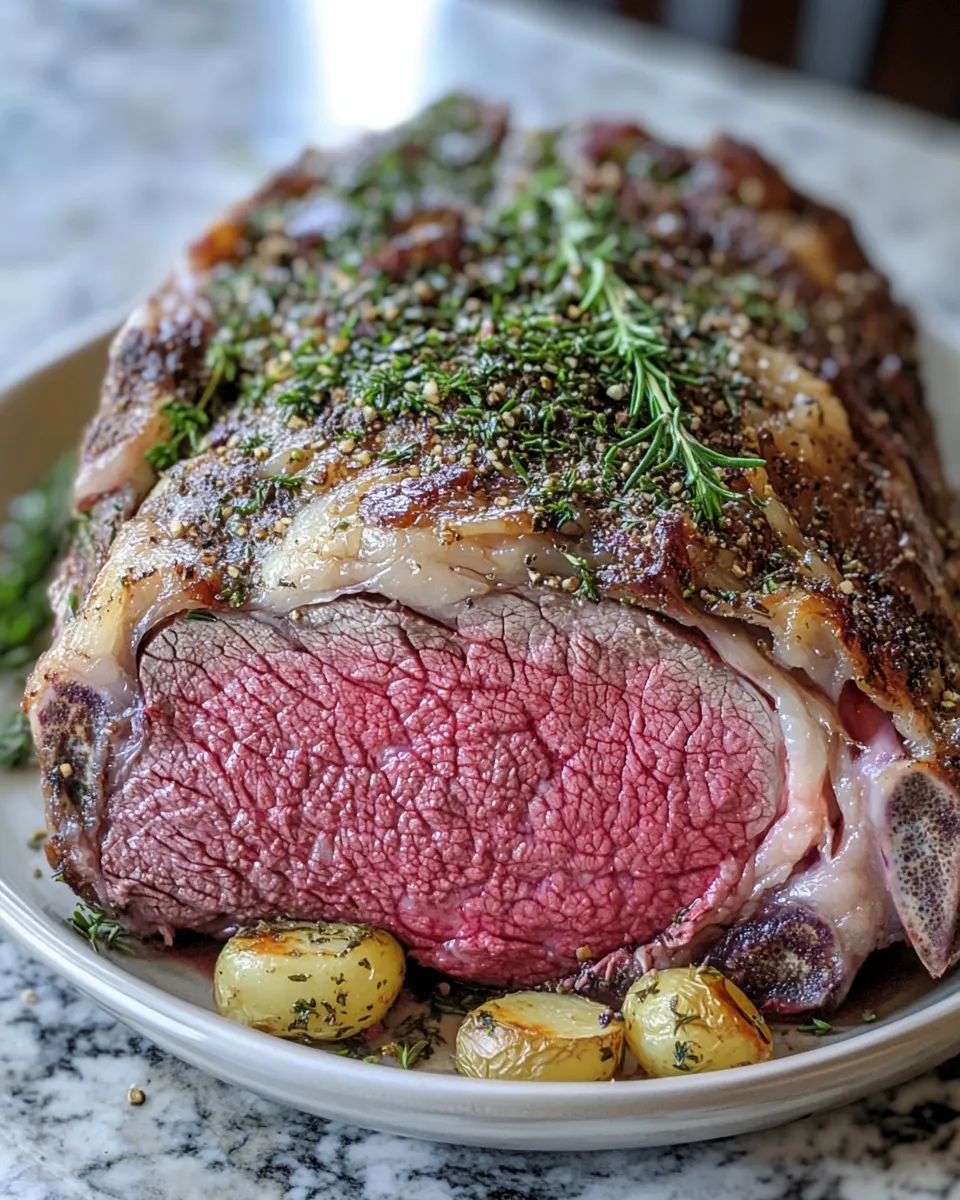 Juicy & Flavorful Classic Garlic Herb Prime Rib Roast
