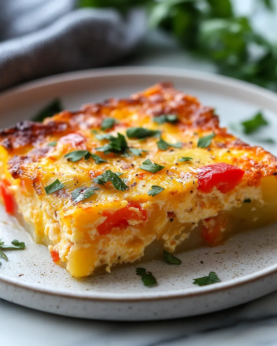The Best Potato, Bell Pepper & Cheddar Egg Bake for Brunch