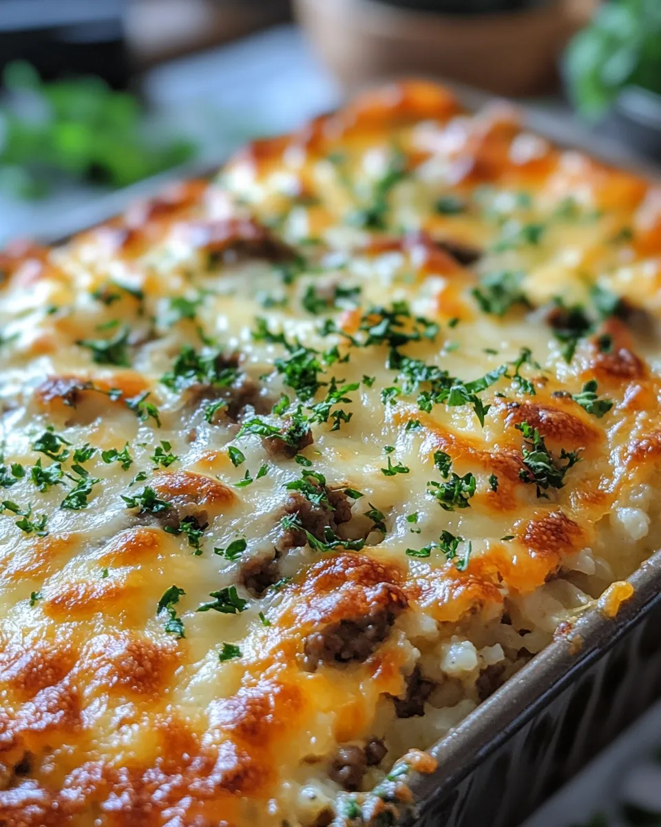 Homestyle Cheesy Hamburger Rice Casserole
