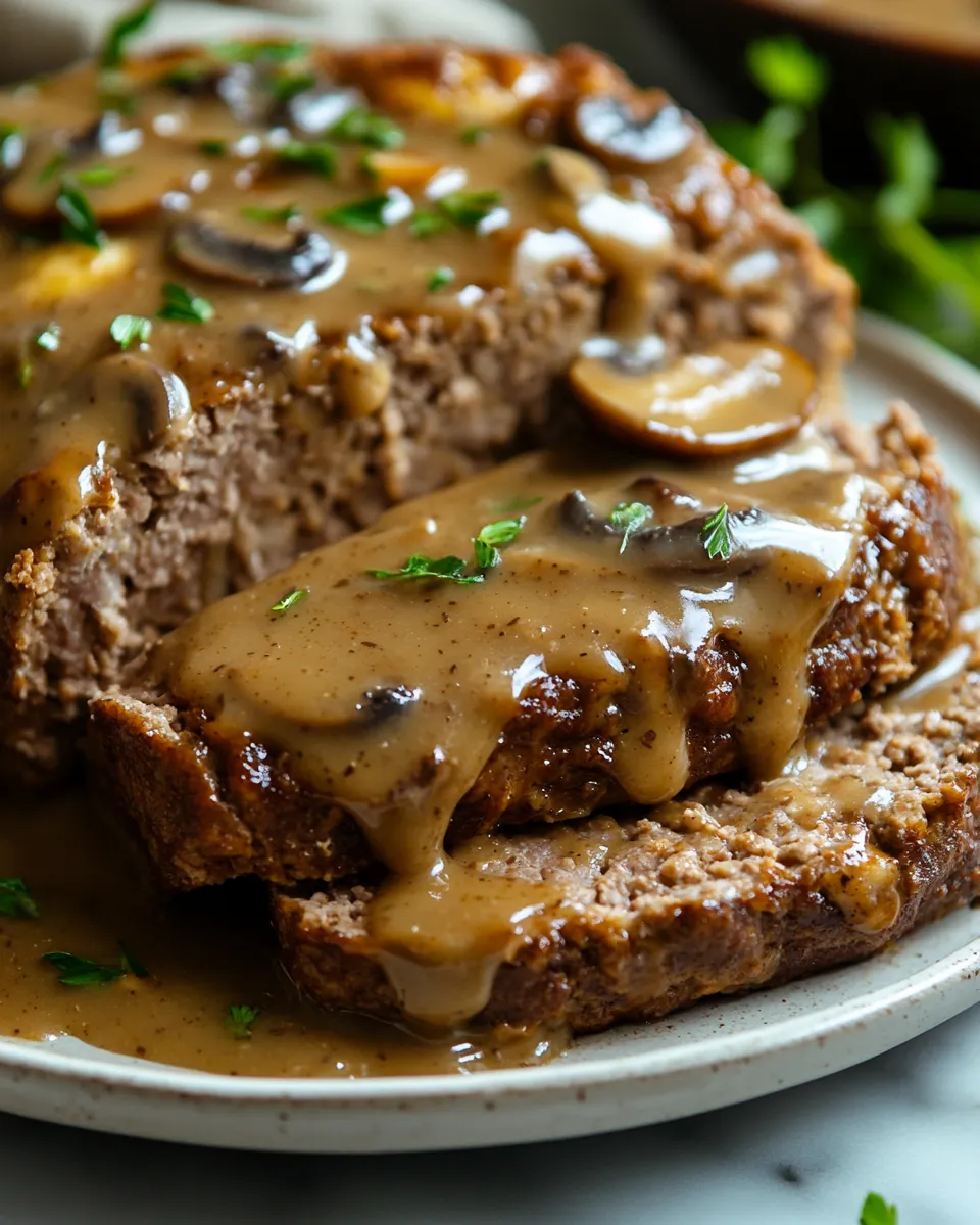 Juicy Meatloaf with Mushroom Gravy Smothered In Flavor