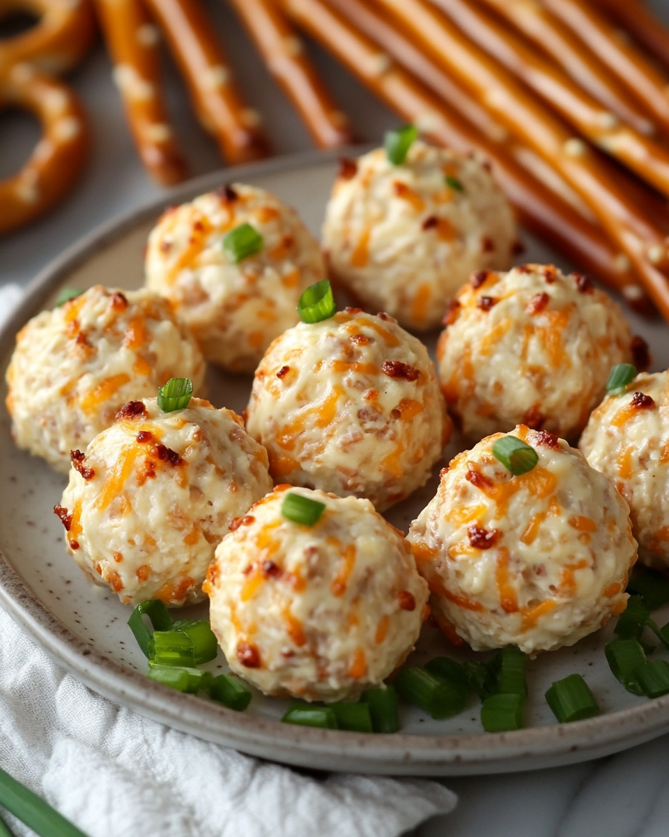 Cracked Out Cheeseball Bites on Pretzel Sticks – Total Crowd Favorite