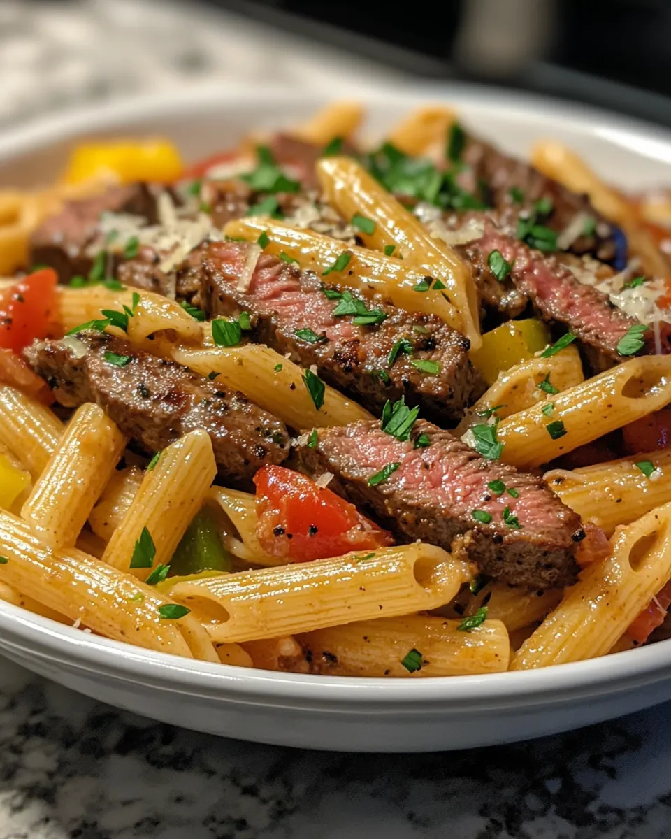 Irresistible Philly Cheese Steak Pasta Ultimate Comfort Bowl