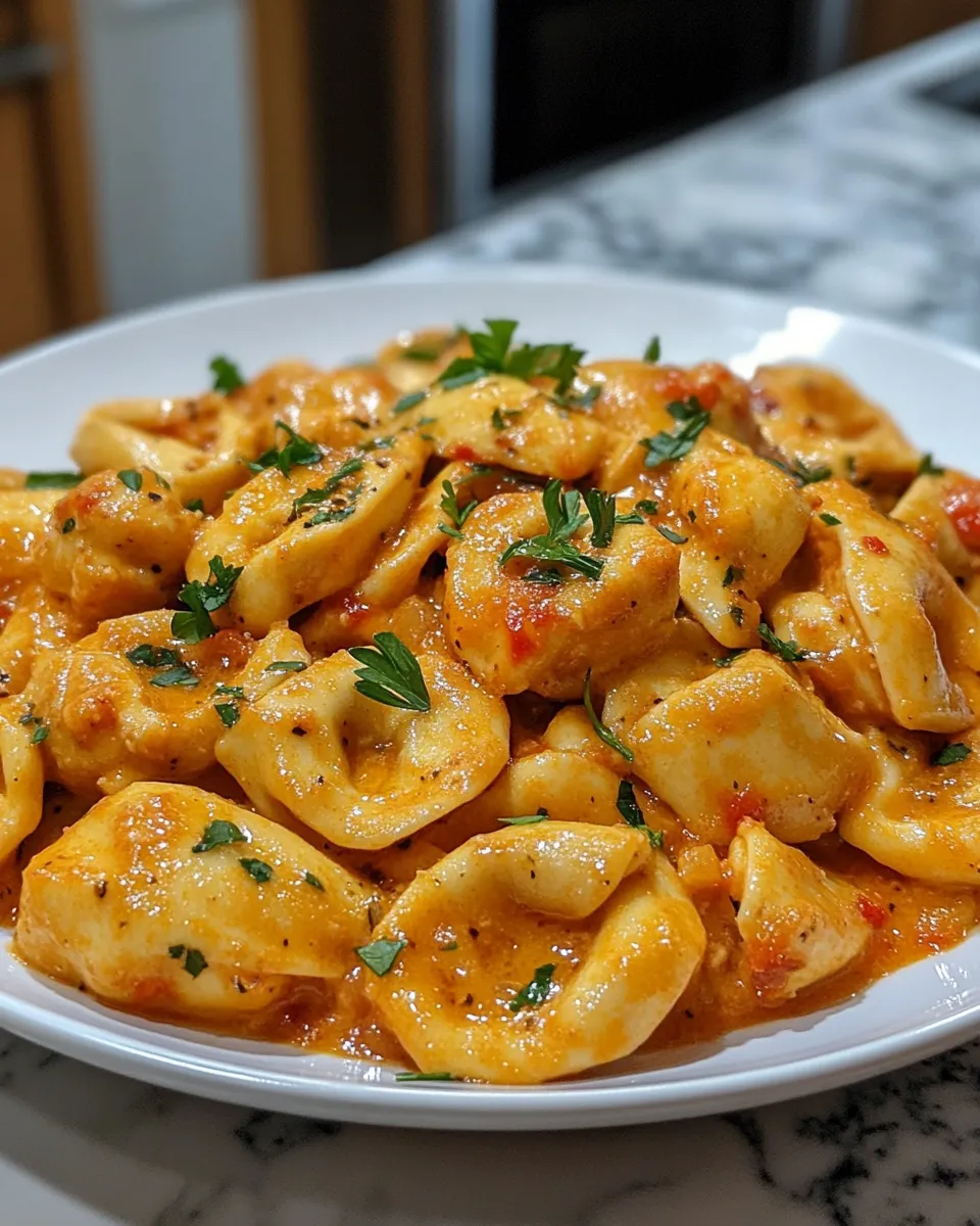 Mouthwatering Cowboy Butter Garlic Chicken Tortellini with Fire Roasted Red Peppers