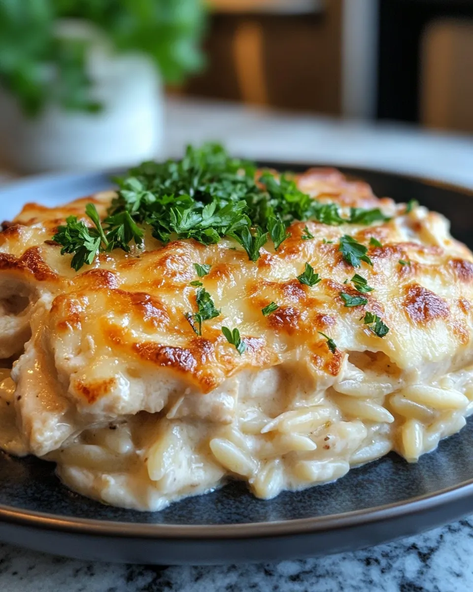 Loaded French Onion Chicken Orzo Casserole Comfort Food Goals