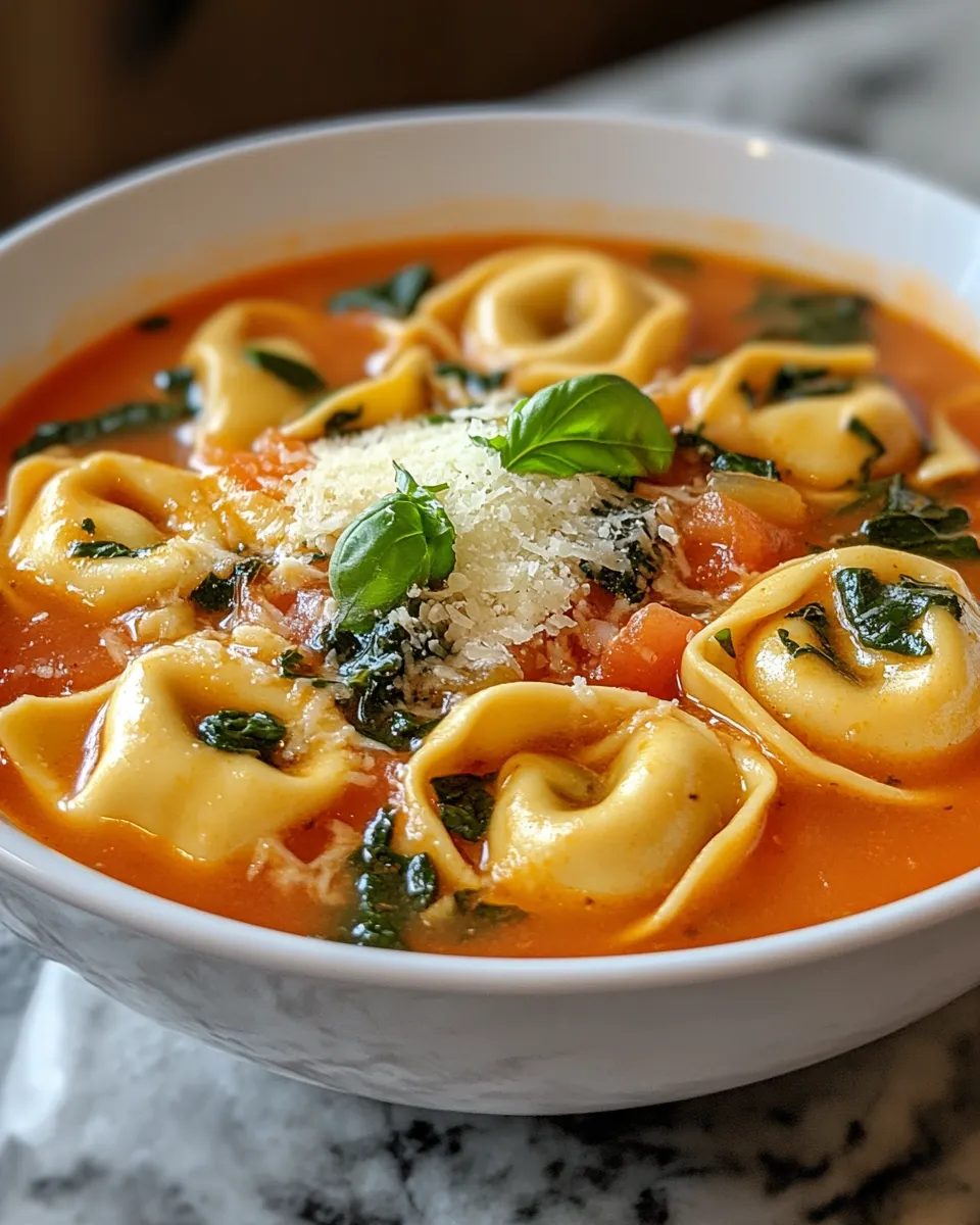 Decadent Parmesan Tomato Tortellini Soup