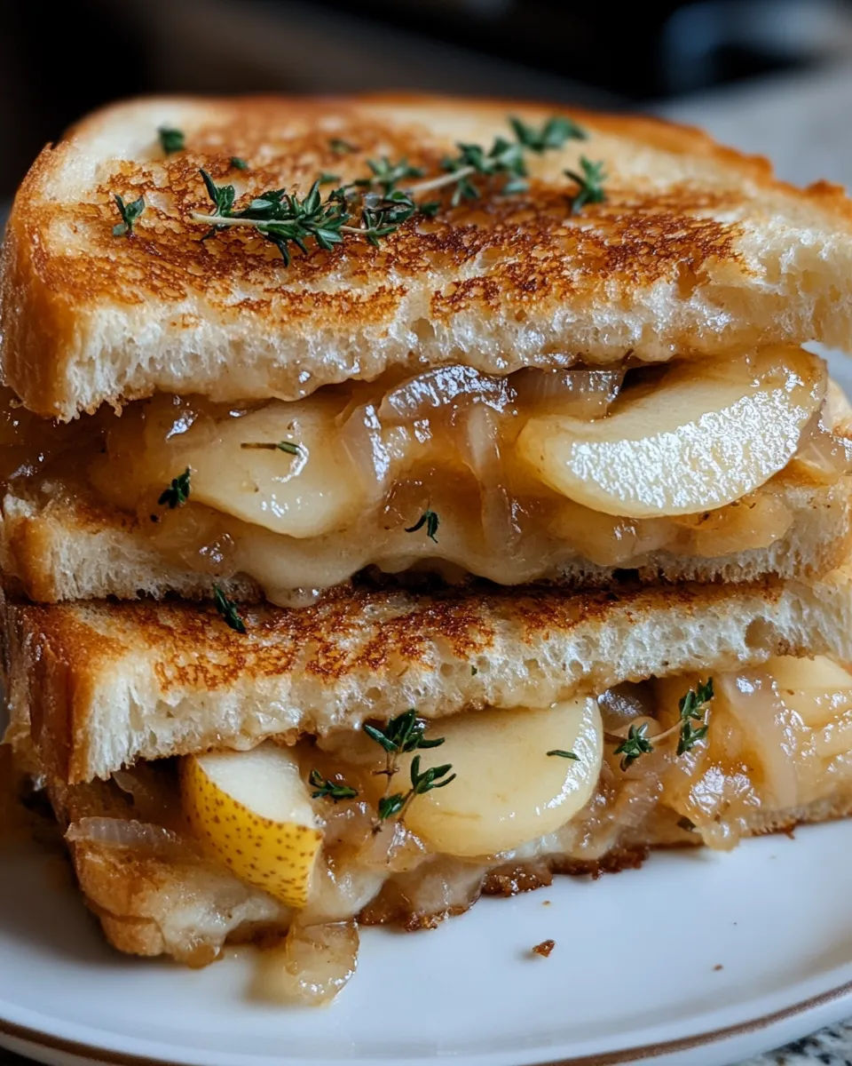 Pear & Apple Grilled Cheese with Caramelized Onions
