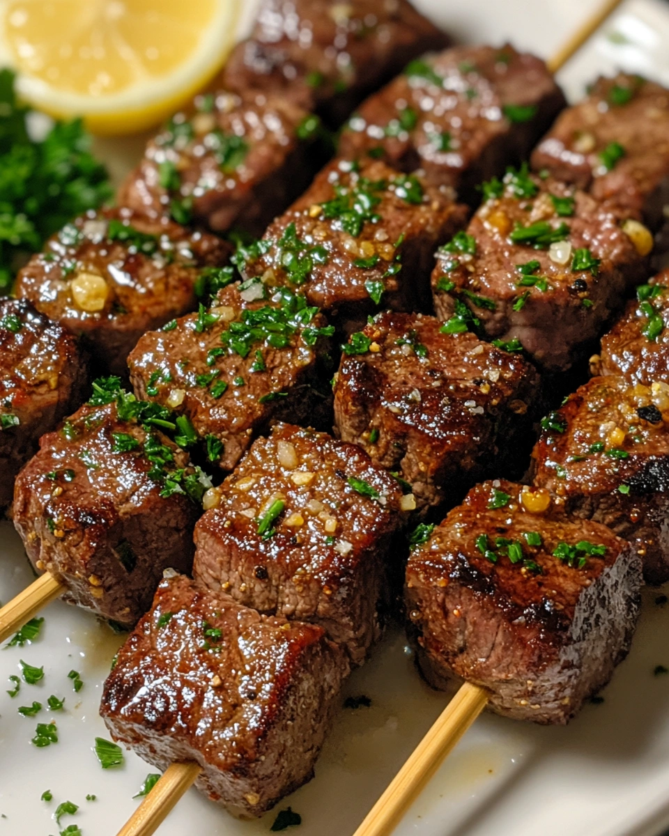 BBQ Steak Skewers with Garlic Butter Glaze