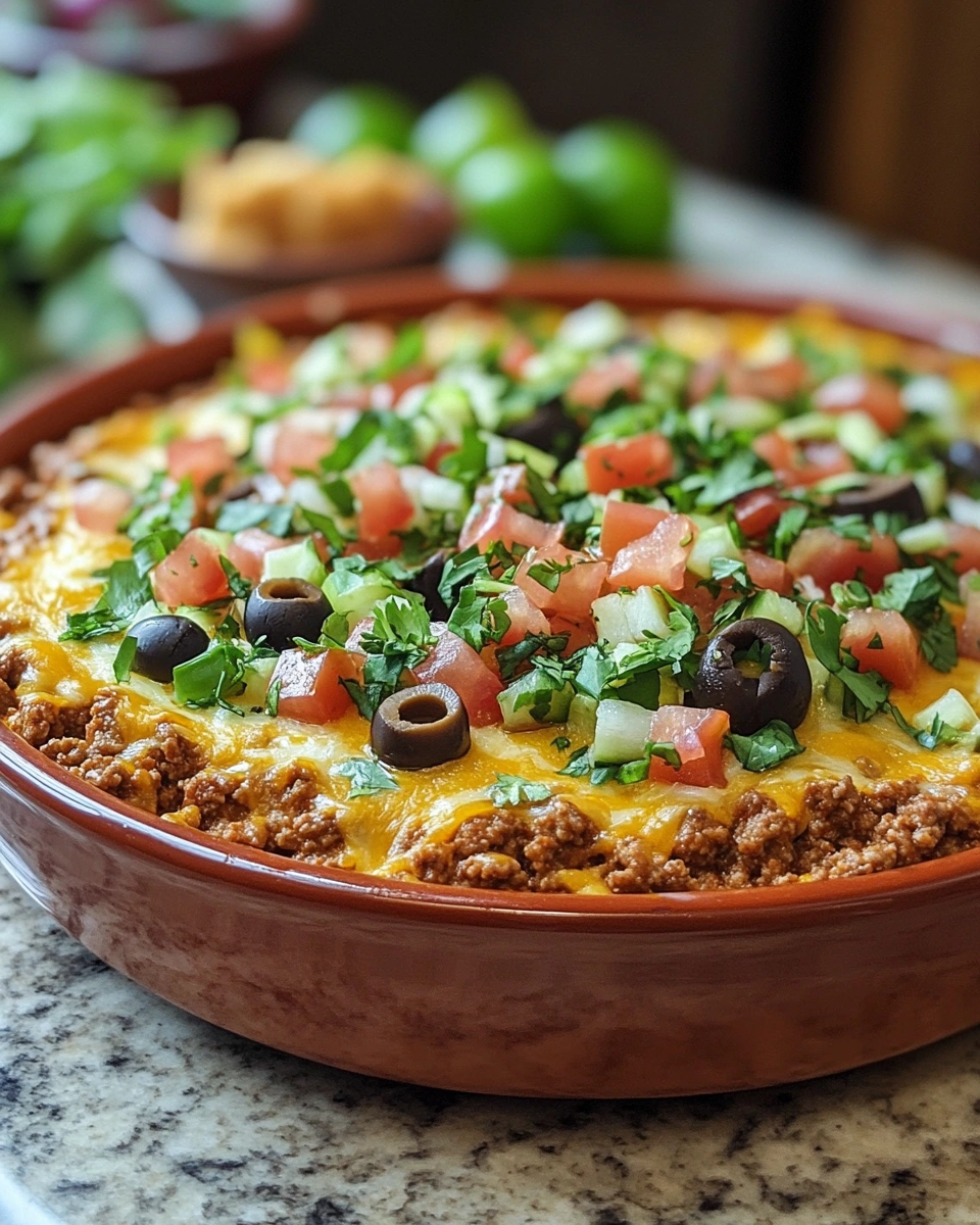 Loaded Taco Dip with Ground Meat and Cheese