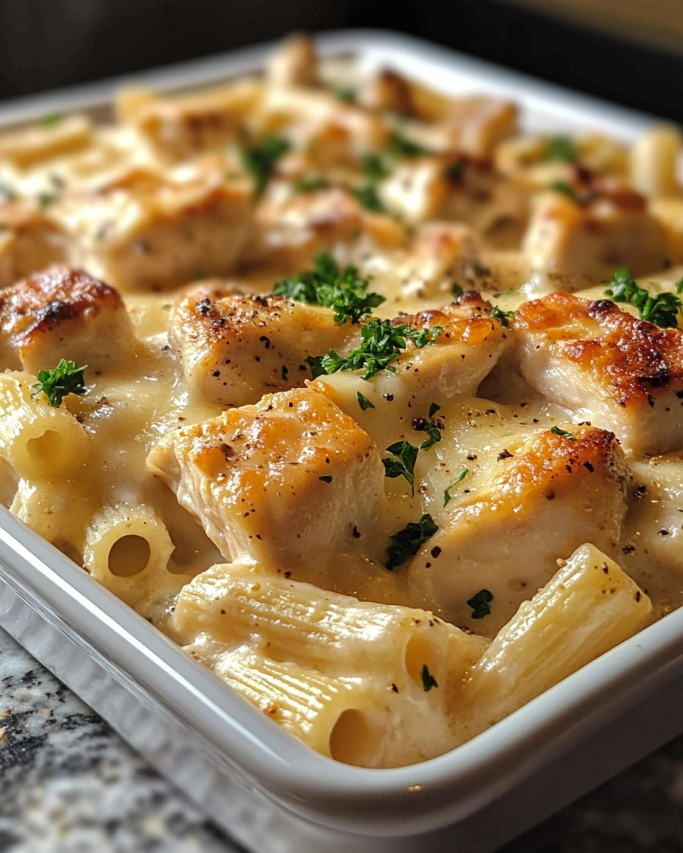 Cheesy Baked Chicken Alfredo Dinner